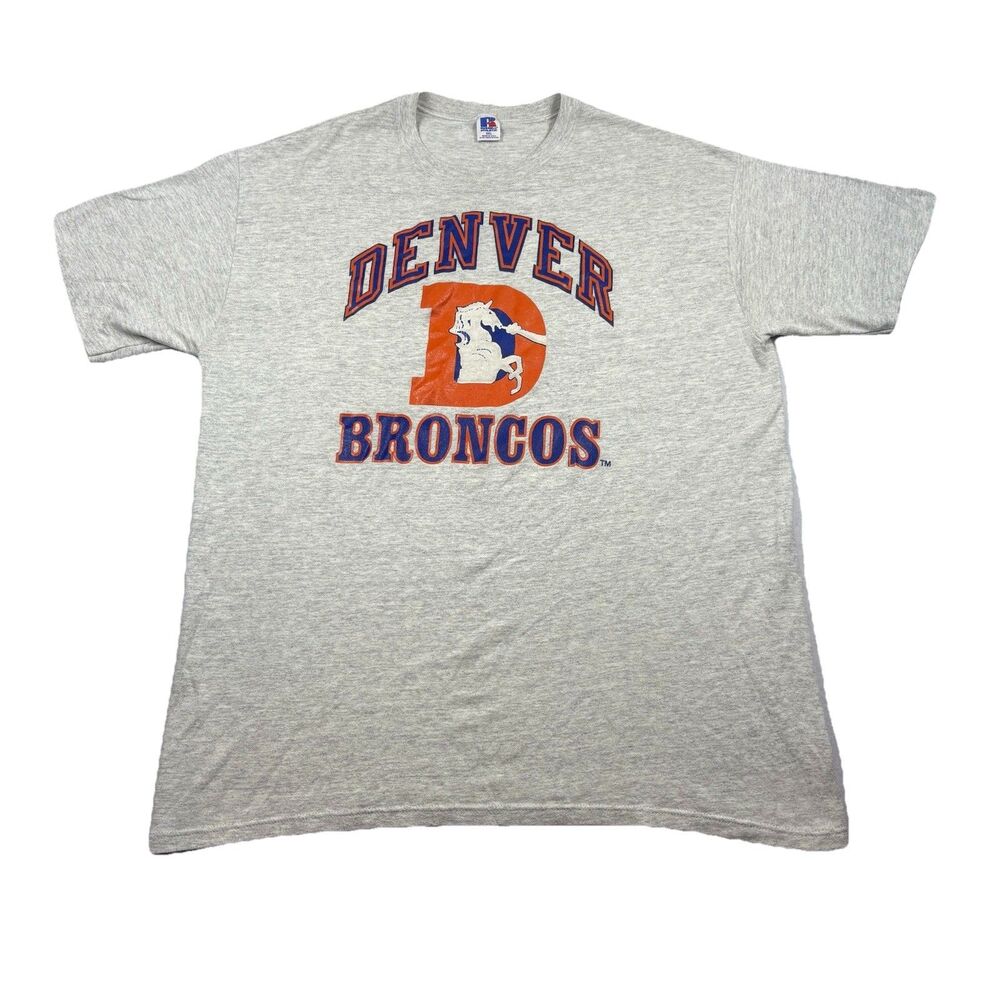 Vintage Denver Broncos NFL T Shirt Mens 2XL Gray Single Stitch Made In USA